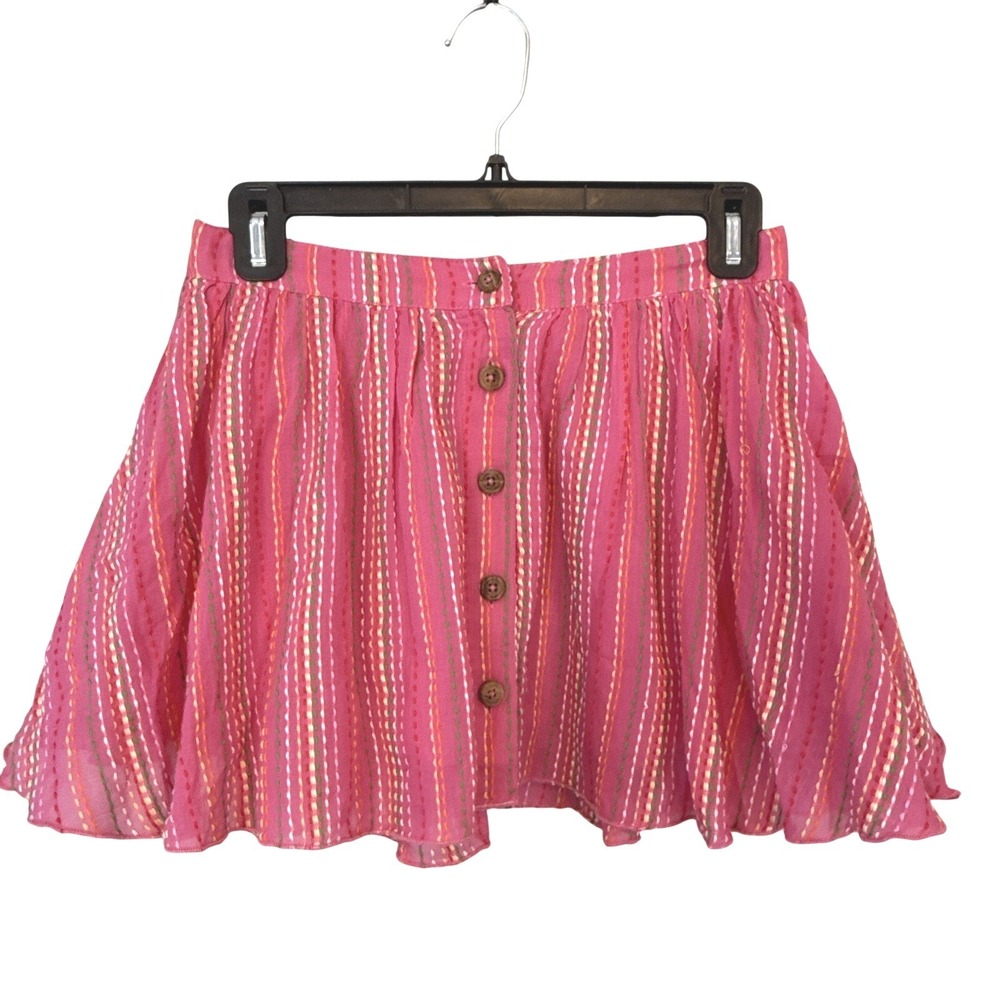 Urban Outfitters Kimchi Blue Bonnie Button Front Mini Skirt Size S Pink Cotton